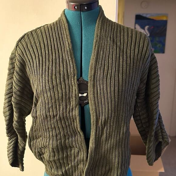 Forest Green Cardigan Sweater - Picture 2 of 6